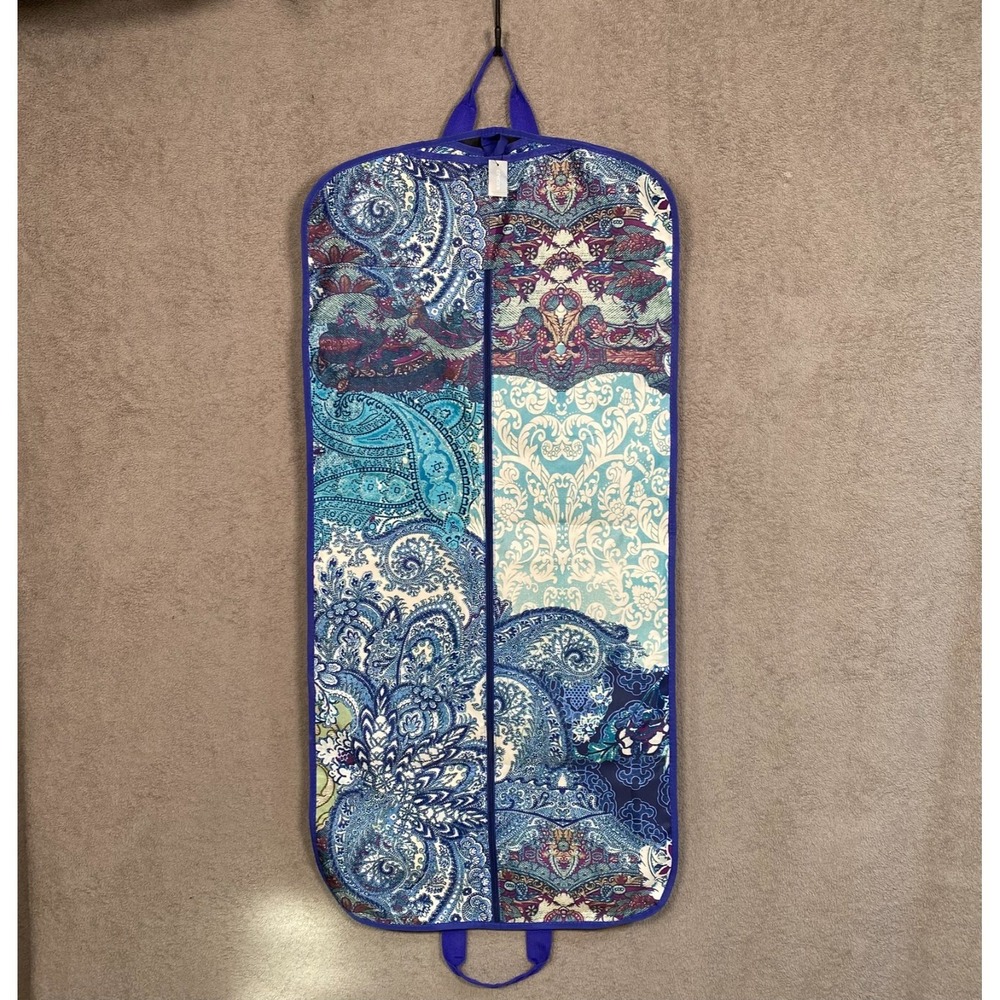 NWT Chicos Garment Bag Blue Paisley Travel Zip Up Vacation Colorful Hanging Loop